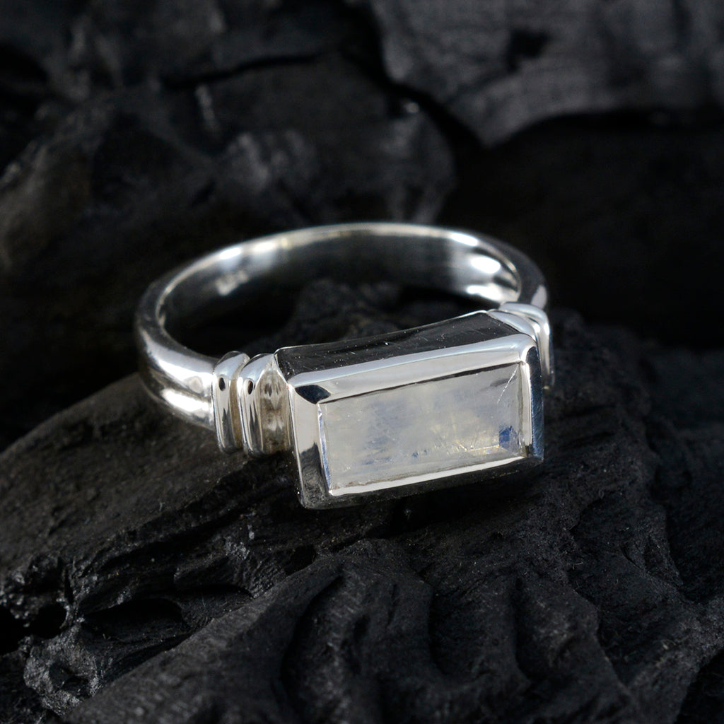 Rainbow Moonstone Solitaire African 925 Silver White Gemstones Minimal Fairytale Ring Jewellery