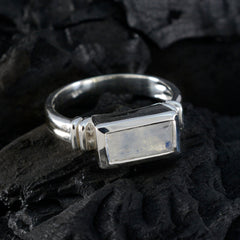 Rainbow Moonstone Solitaire African 925 Silver White Gemstones Minimal Fairytale Ring Jewellery