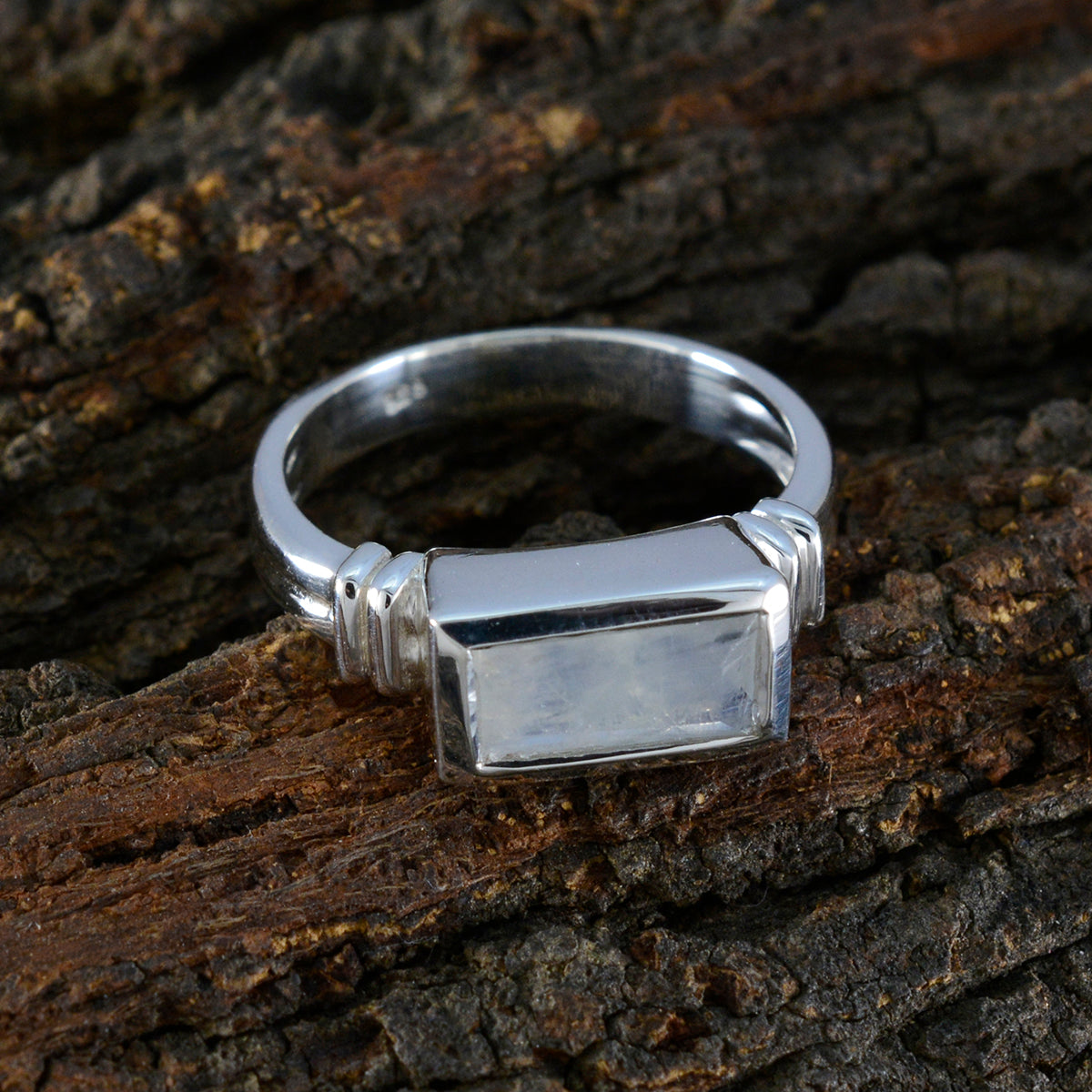 Rainbow Moonstone Solitaire African 925 Silver White Gemstones Minimal Fairytale Ring Jewellery