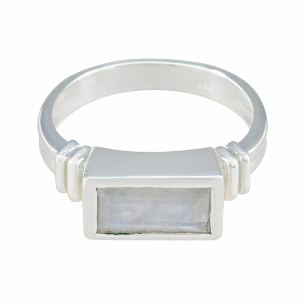 Rainbow Moonstone Solitaire African 925 Silver White Gemstones Minimal Fairytale Ring Jewellery