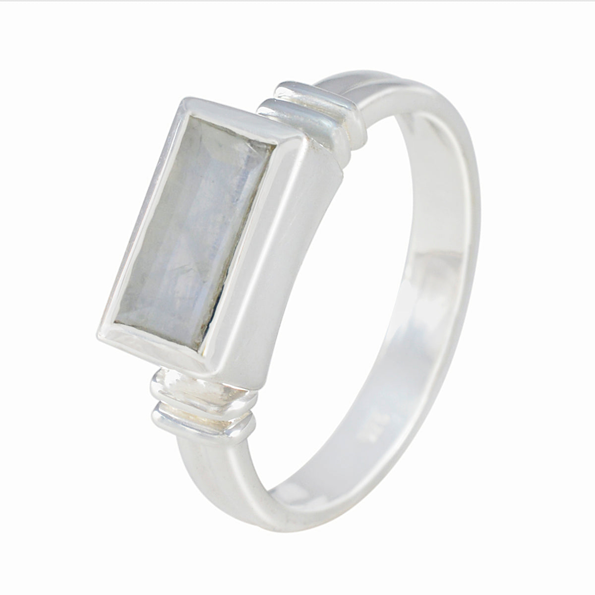 Regnbågsmånsten Solitaire Afrikansk 925 Silver Vita Ädelstenar Minimalistisk Sagoring Smycken Sekundär produktbild