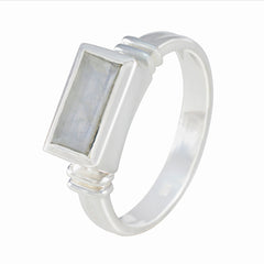 Rainbow Moonstone Solitaire African 925 Silver White Gemstones Minimal Fairytale Ring Jewellery