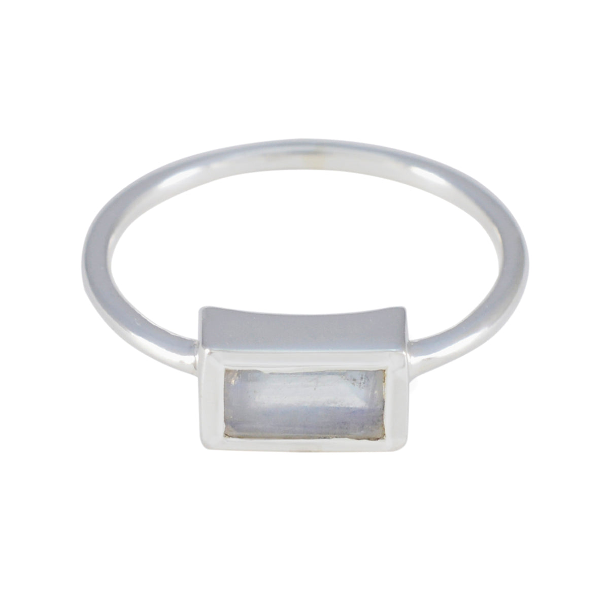 Rainbow Moonstone Solitaire American 925 Sterling Silver White Gemstones Delicate Luxurious Ring Jewellery