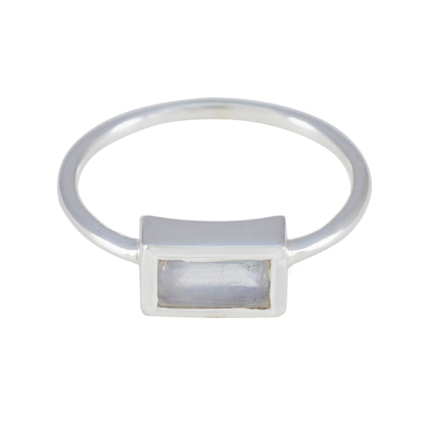 Rainbow Moonstone Solitaire American 925 Sterling Silver White Gemstones Delicate Luxurious Ring Jewellery
