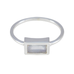 Rainbow Moonstone Solitaire American 925 Sterling Silver White Gemstones Delicate Luxurious Ring Jewellery