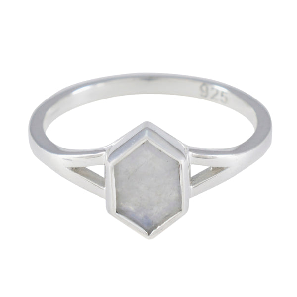 Rainbow Moonstone Solitaire Japanese Sterling Silver White Gems Whisper thin Graceful Ring Jewelry