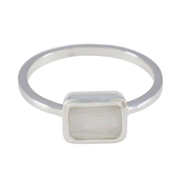 Rainbow Moonstone Solitaire American Sterling Silver White Gems Dainty Boho Ring Jewellery