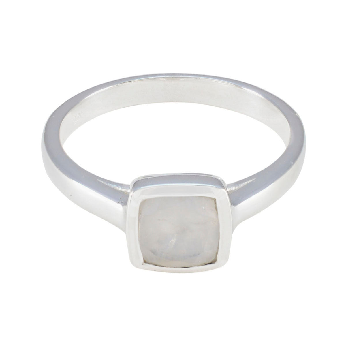 Rainbow Moonstone Solitaire French 92.5 Silver White Gemstone Featherlight Glamorous Ring Jewellery