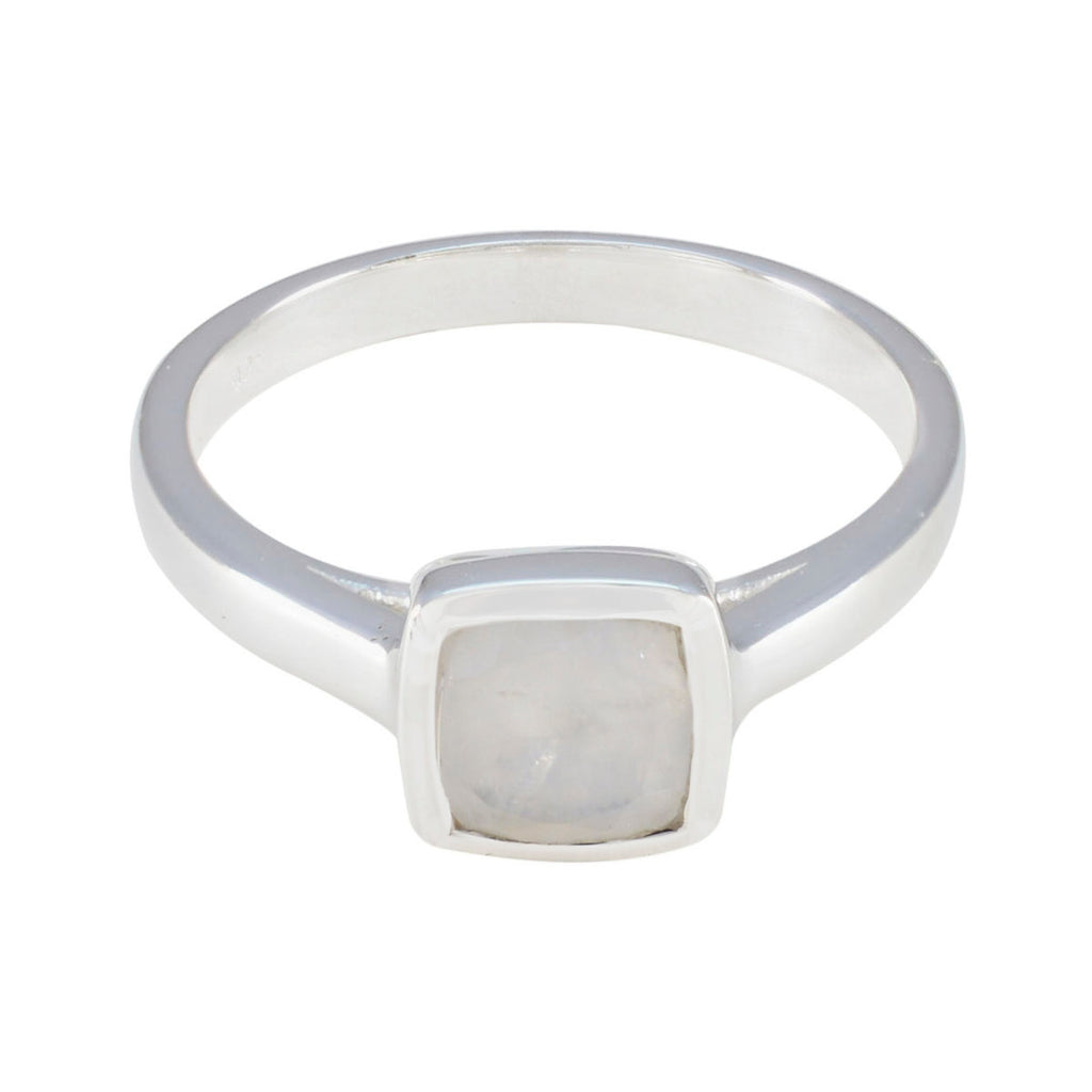 Rainbow Moonstone Solitaire French 92.5 Silver White Gemstone Featherlight Glamorous Ring Jewellery