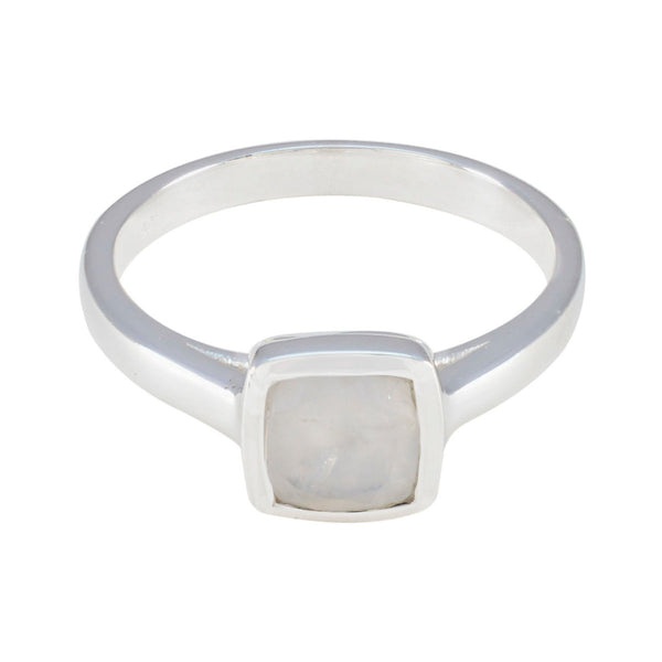 Rainbow Moonstone Solitaire French 92.5 Silver White Gemstone Featherlight Glamorous Ring Jewellery