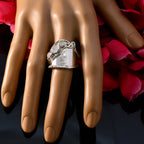 Rainbow Moonstone Trilogy German 925 Sterling Silver White Gemstones Essential  Trendy Ring Jewelry