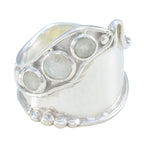Rainbow Moonstone Trilogy German 925 Sterling Silver White Gemstones Essential  Trendy Ring Jewelry