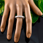 Rainbow Moonstone multiple German Silver White Gems Featherlight Eternity Band Jewellery