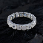 Rainbow Moonstone multiple German Silver White Gems Featherlight Eternity Band Jewellery