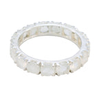Rainbow Moonstone multiple German Silver White Gems Featherlight Eternity Band Jewellery