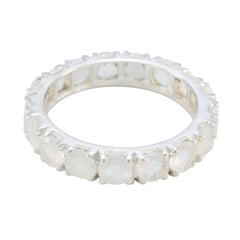 Rainbow Moonstone multiple German Silver White Gems Featherlight Eternity Band Jewellery