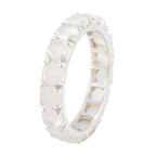 Rainbow Moonstone multiple German Silver White Gems Featherlight Eternity Band Jewellery