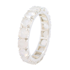Rainbow Moonstone multiple German Silver White Gems Featherlight Eternity Band Jewellery