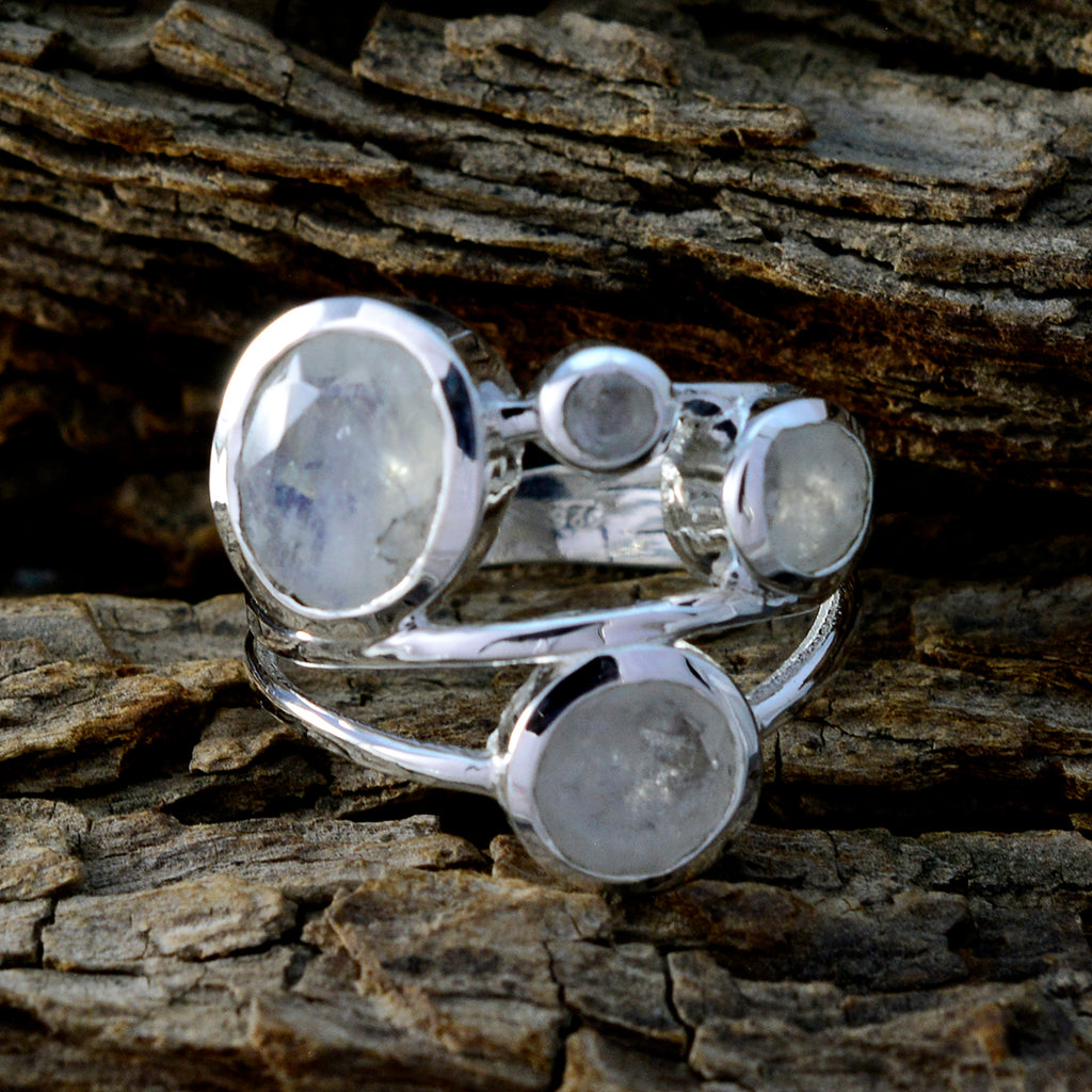 Rainbow Moonstone quarter Egyptian 92.5 Silver White Gemstone Minimal Cultural Ring Jewellery