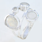 Rainbow Moonstone quarter Egyptian 92.5 Silver White Gemstone Minimal Cultural Ring Jewellery