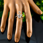 Rainbow Moonstone Toi et Moi Indian Silver White Gems Tiny Sophisticated Ring Jewelry