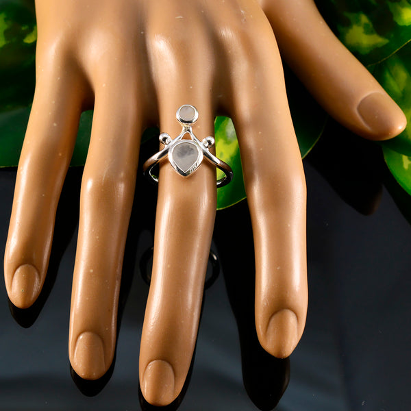 Rainbow Moonstone Toi et Moi Indian Silver White Gems Tiny Sophisticated Ring Jewelry