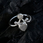 Rainbow Moonstone Toi et Moi Indian Silver White Gems Tiny Sophisticated Ring Jewelry