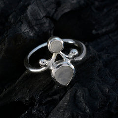 Rainbow Moonstone Toi et Moi Indian Silver White Gems Tiny Sophisticated Ring Jewelry