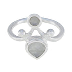 Rainbow Moonstone Toi et Moi Indian Silver White Gems Tiny Sophisticated Ring Jewelry