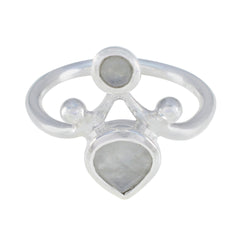 Rainbow Moonstone Toi et Moi Indian Silver White Gems Tiny Sophisticated Ring Jewelry