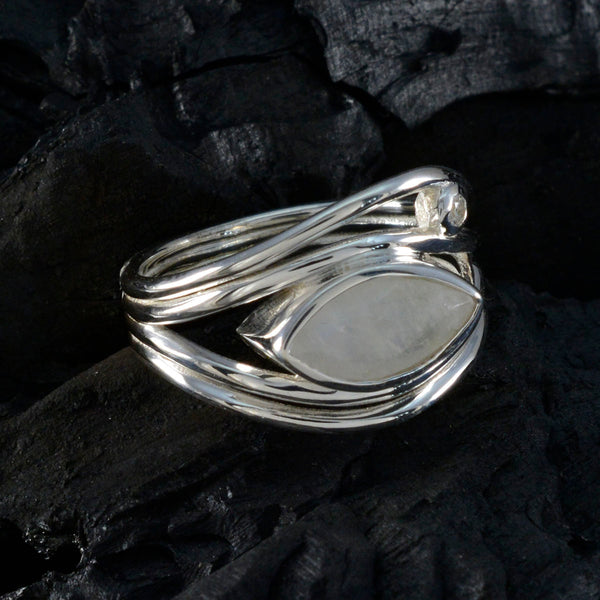 Rainbow Moonstone Toi et Moi Moroccan Silver White Gemstone Tiny Love Ring Jewelry