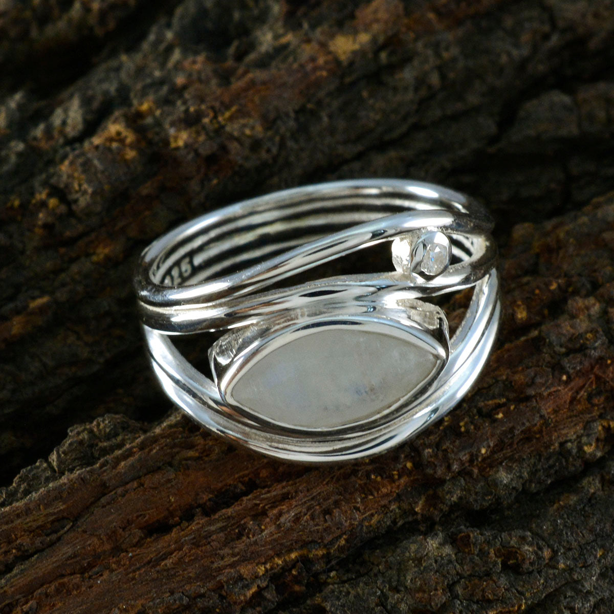 Rainbow Moonstone Toi et Moi Moroccan Silver White Gemstone Tiny Love Ring Jewelry