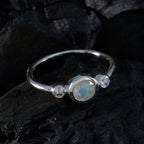Rainbow Moonstone Trilogy American 925 Sterling Silver White Gemstone Elegant  Luxurious Ring Jewellery