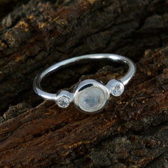 Rainbow Moonstone Trilogy American 925 Sterling Silver White Gemstone Elegant  Luxurious Ring Jewellery