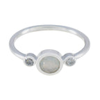 Rainbow Moonstone Trilogy American 925 Sterling Silver White Gemstone Elegant  Luxurious Ring Jewellery