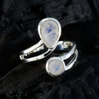 Rainbow Moonstone Toi et Moi Egyptian 925 Sterling Silver White Gemstones Tiny Feminine Ring Jewellery