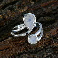 Rainbow Moonstone Toi et Moi Egyptian 925 Sterling Silver White Gemstones Tiny Feminine Ring Jewellery