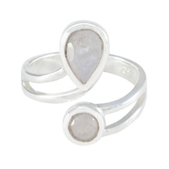 Rainbow Moonstone Toi et Moi Egyptian 925 Sterling Silver White Gemstones Tiny Feminine Ring Jewellery