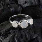 Rainbow Moonstone Trilogy Korean Silver White Gems Whisper thin Boho Ring Jewelry