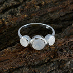 Rainbow Moonstone Trilogy Korean Silver White Gems Whisper thin Boho Ring Jewelry