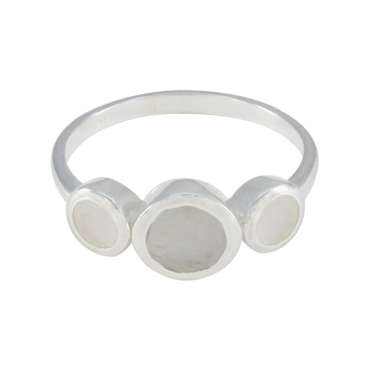 Rainbow Moonstone Trilogy Korean Silver White Gems Whisper thin Boho Ring Jewelry メイン画像