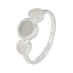 Rainbow Moonstone Trilogy Korean Silver White Gems Whisper thin Boho Ring Jewelry