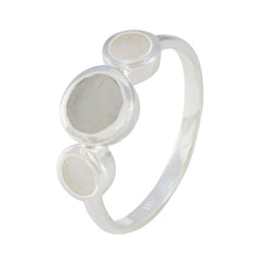 Rainbow Moonstone Trilogy Korean Silver White Gems Whisper thin Boho Ring Jewelry