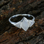 Rainbow Moonstone Trilogy American 925 Silver White Gemstone Whisper thin Sophisticated Ring Jewellery
