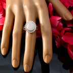 Rainbow Moonstone Halo Russian Sterling Silver White Gemstones Classic Signet Ring Jewelry