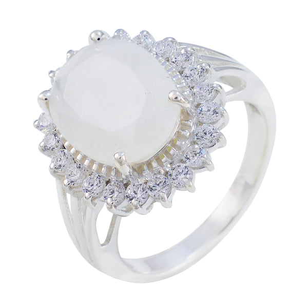 Rainbow Moonstone Halo Russian Sterling Silver White Gemstones Classic Signet Ring Jewelry