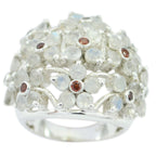 Rainbow Moonstone multiple African 925 Silver White Gemstone Statement Floral Ring Jewellery