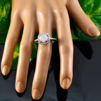 Rainbow Moonstone Halo French 925 Sterling Silver White Gems Slim Luxurious Ring Jewellery