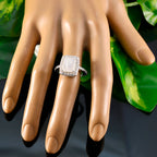 Rainbow Moonstone Halo French Sterling Silver White Gemstone Minimal Boho Ring Jewelry