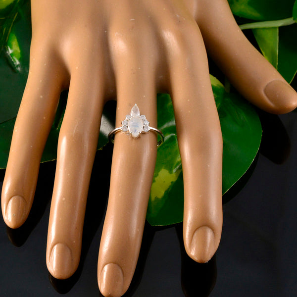 Rainbow Moonstone Toi et Moi Turkish 925 Sterling Silver White Gems Elegant  Graceful Ring Jewelry